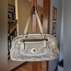 Vintage Coach Signature Bonnie Lurex Linen Satchel Gold Bag A0969-13502